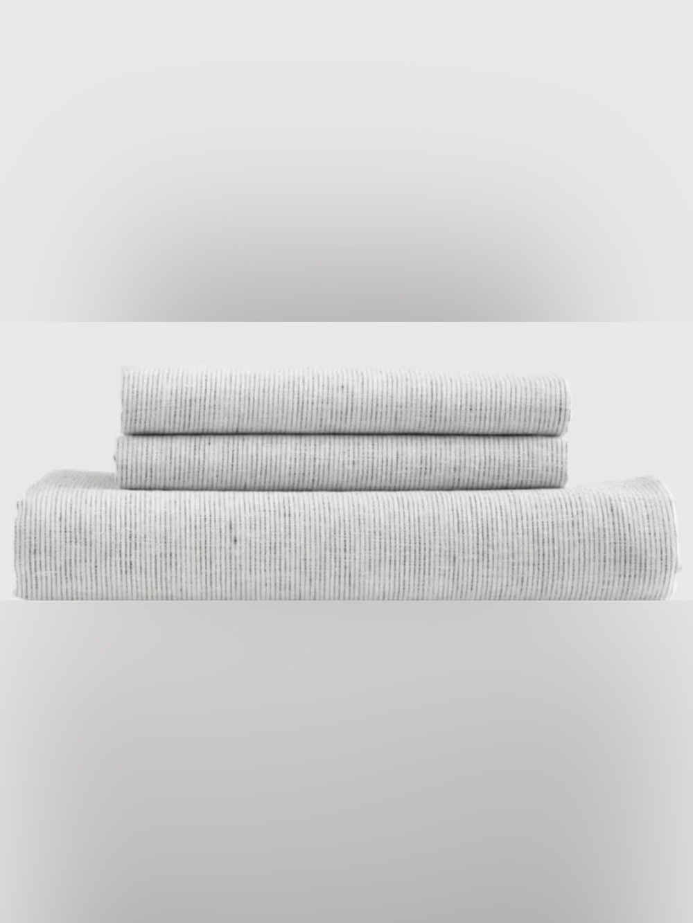 Quince European Linen Flat Sheet And Pillowcases, Queen (Mini Stripe Gray)